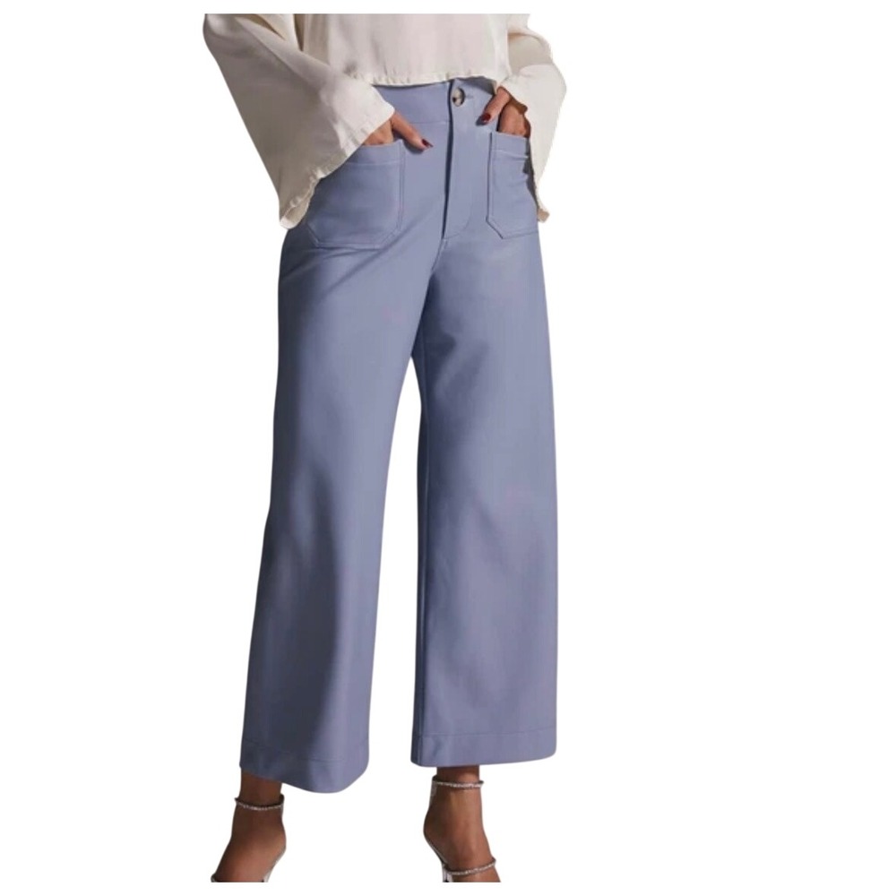 Maeve Anthropologie The Colette Wide-Leg Cropped Pants Periwinkle Blue Size 30